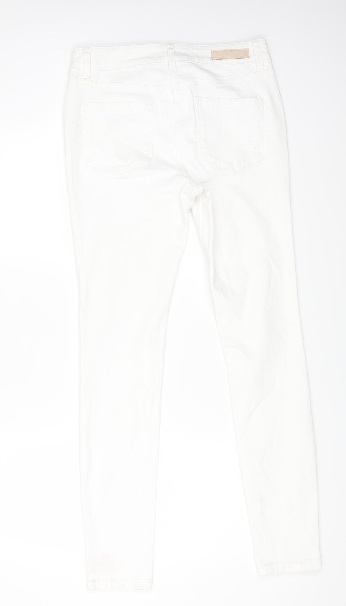 NEXT Womens White Cotton Straight Jeans Size 10 L30 in Regular Zip