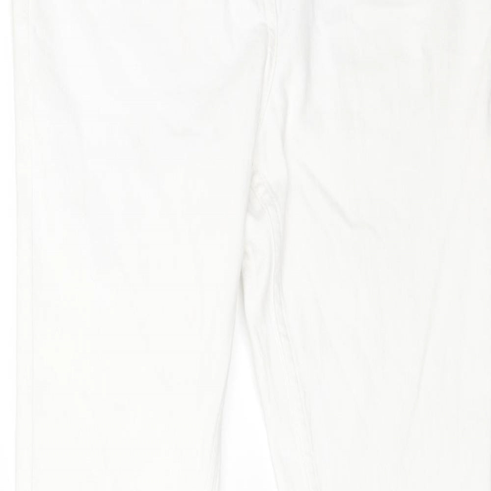 NEXT Womens White Cotton Straight Jeans Size 10 L30 in Regular Zip