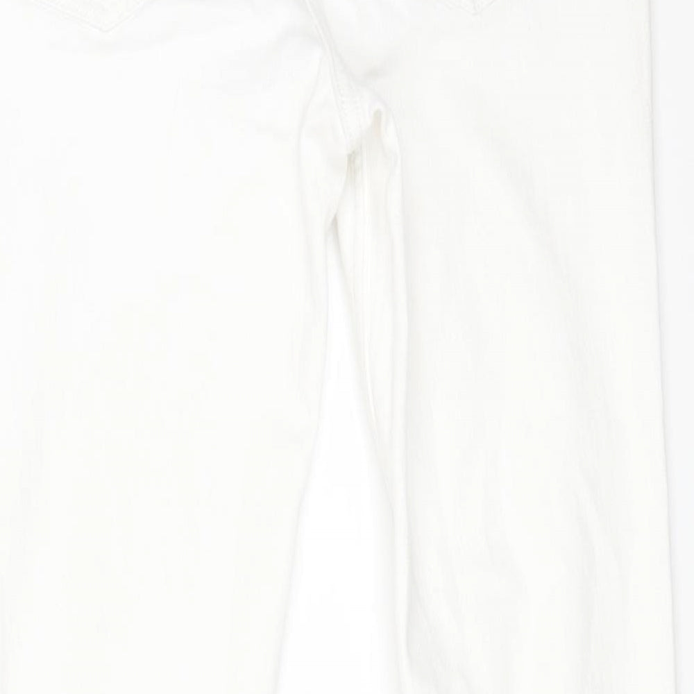 NEXT Womens White Cotton Straight Jeans Size 10 L30 in Regular Zip