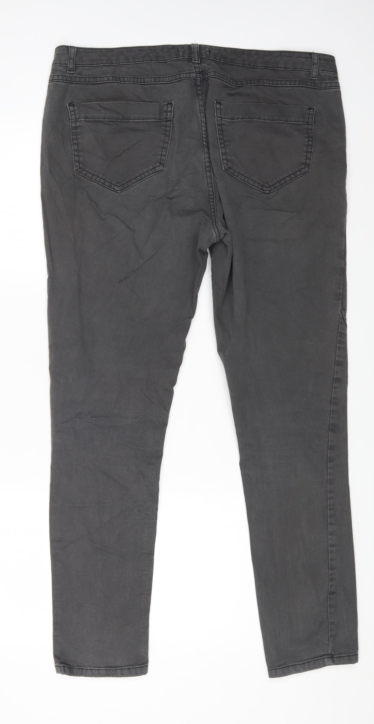 Mint Velvet Womens Grey Cotton Straight Jeans Size 16 L27 in Regular Zip