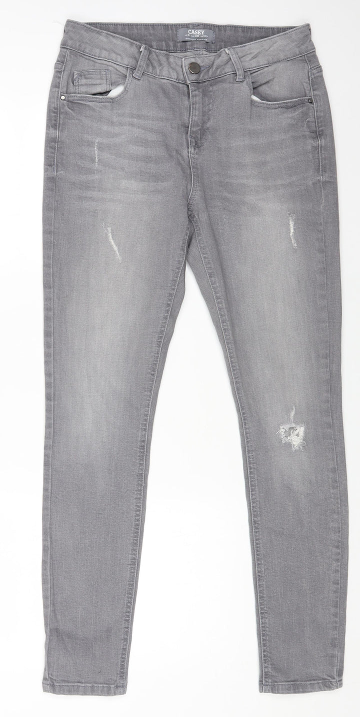 Casey Womens Grey Cotton Straight Jeans Size 10 L28 in Regular Zip