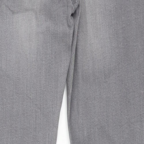 Casey Womens Grey Cotton Straight Jeans Size 10 L28 in Regular Zip