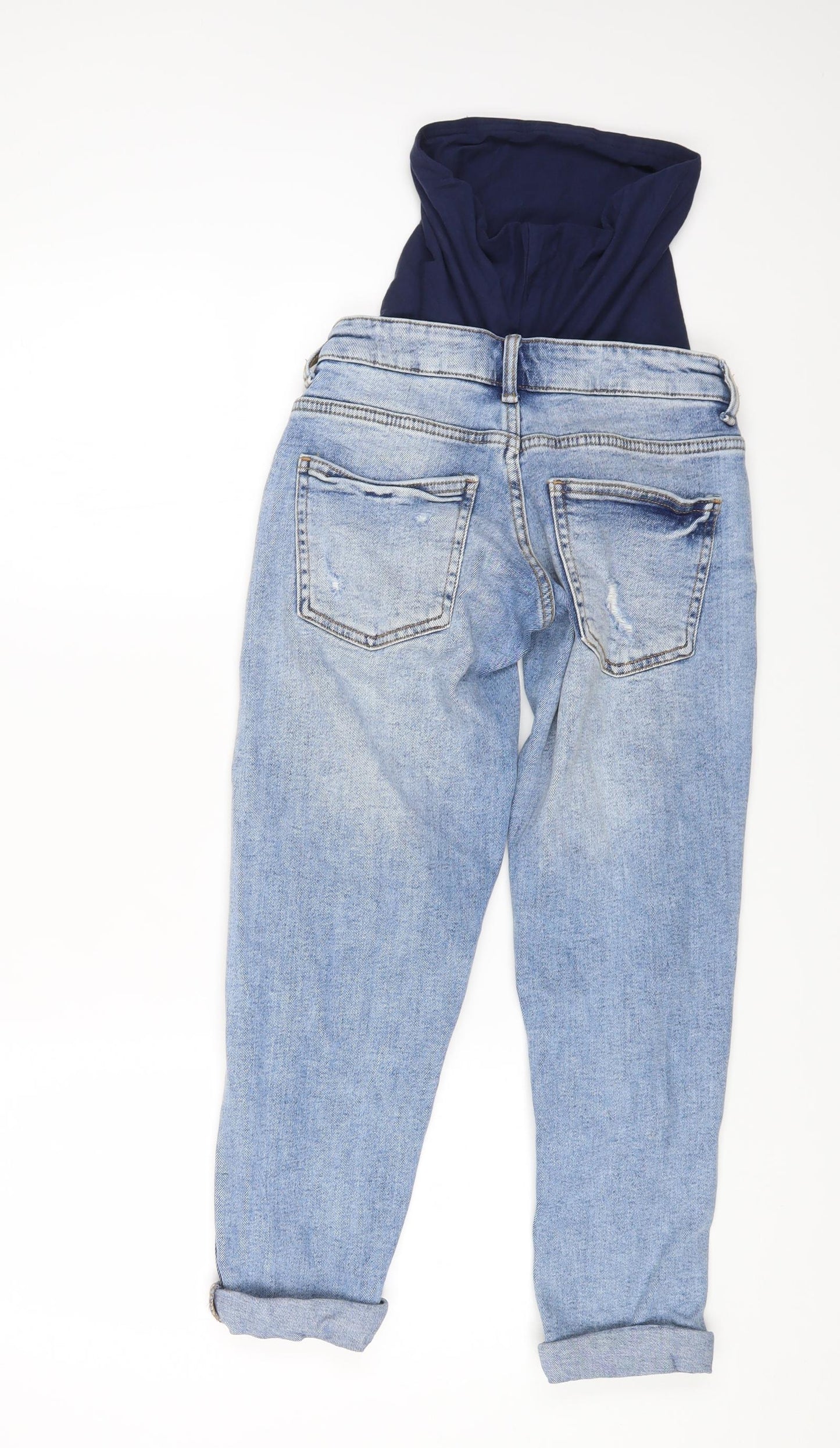 Primark Womens Blue Cotton Mom Jeans Size 8 L22 in Regular Button