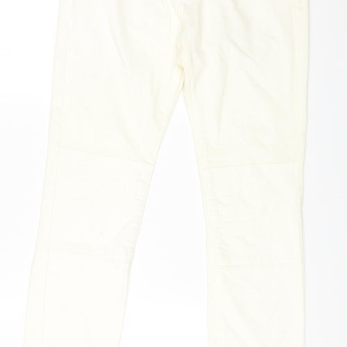 leana woaman Womens White Cotton Straight Jeans Size 28 in L24 in Regular Zip