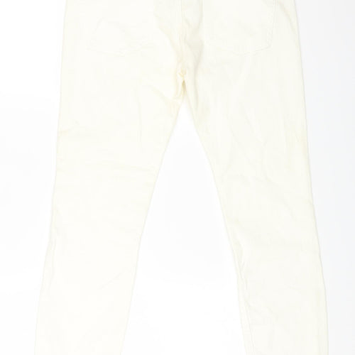 leana woaman Womens White Cotton Straight Jeans Size 28 in L24 in Regular Zip