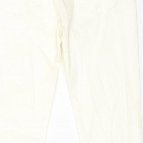 leana woaman Womens White Cotton Straight Jeans Size 28 in L24 in Regular Zip