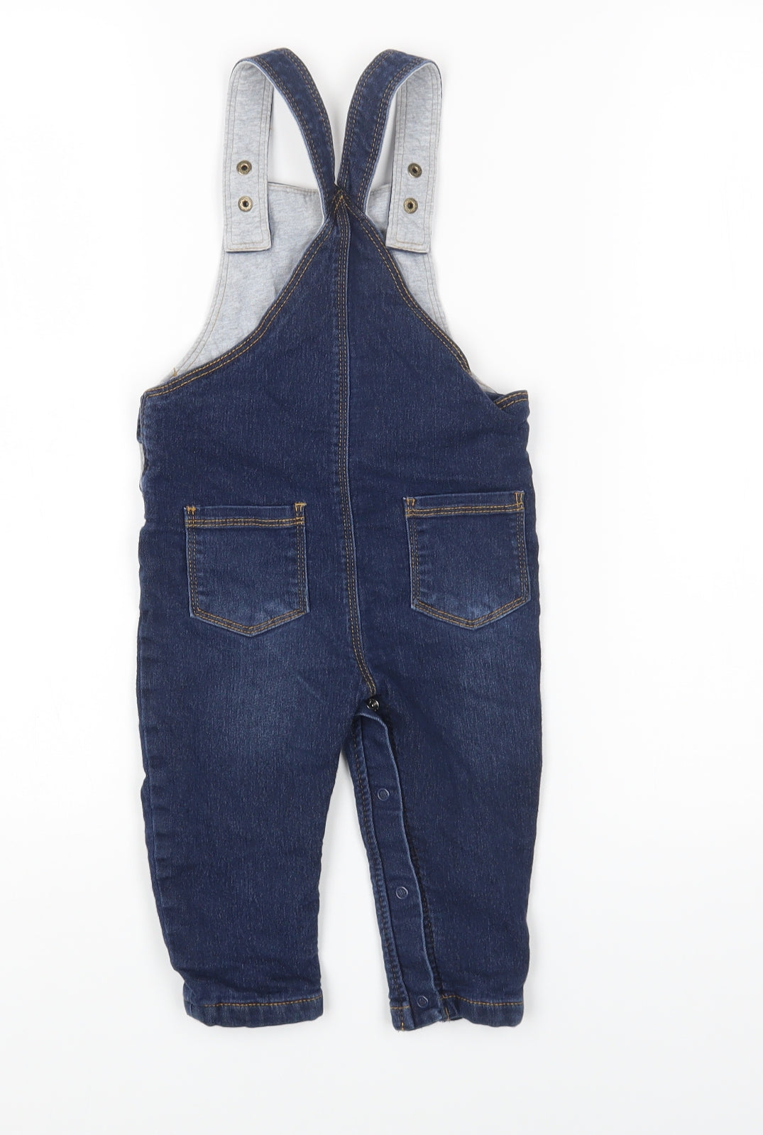 Marks and Spencer Blue Cotton Dungaree Outfit/Set Size 12-18 Months Snap