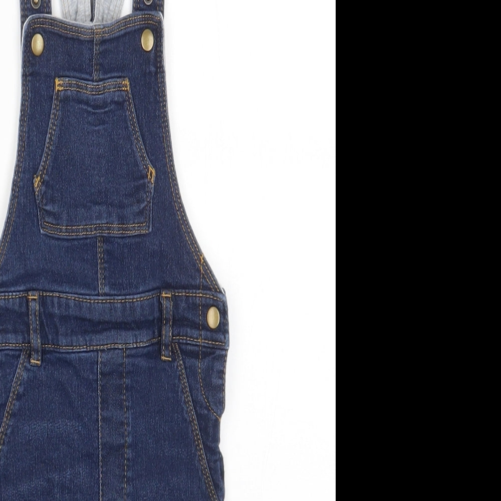Marks and Spencer Blue Cotton Dungaree Outfit/Set Size 12-18 Months Snap