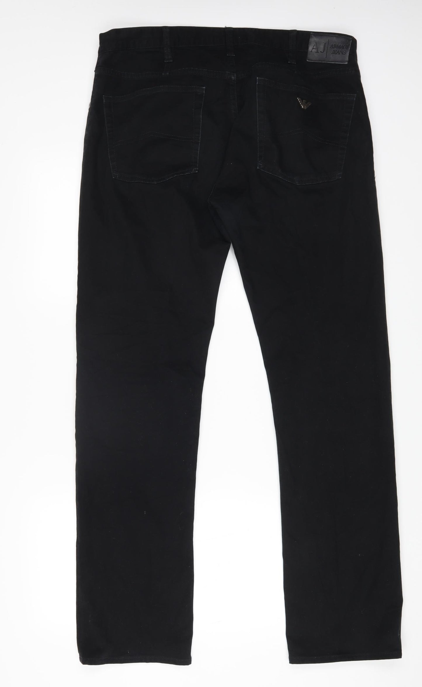 Armani Jeans Mens Black Cotton Straight Jeans Size 36 in L31 in Regular Button