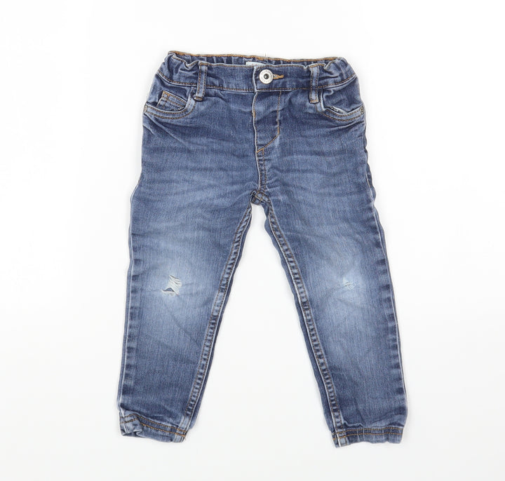 Blue Zoo Blue Cotton Cargo Jeans Size 18-24 Months Button