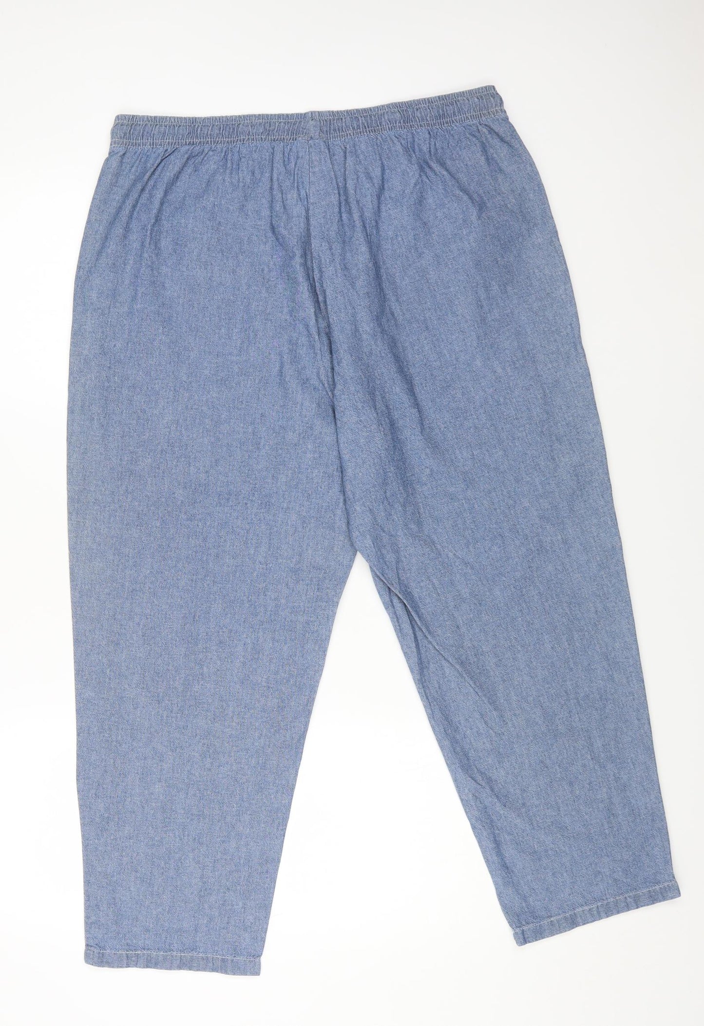 Damart Womens Blue Cotton Cargo Trousers Size 20 L24 in Regular Drawstring