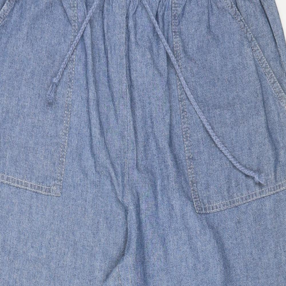 Damart Womens Blue Cotton Cargo Trousers Size 20 L24 in Regular Drawstring