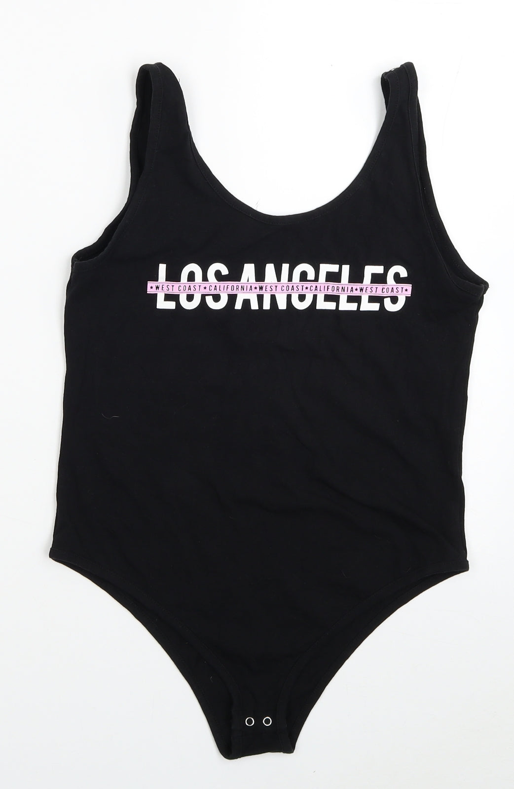 Atmosphere Womens Black Cotton Bodysuit One-Piece Size 10 Snap - Los Angeles