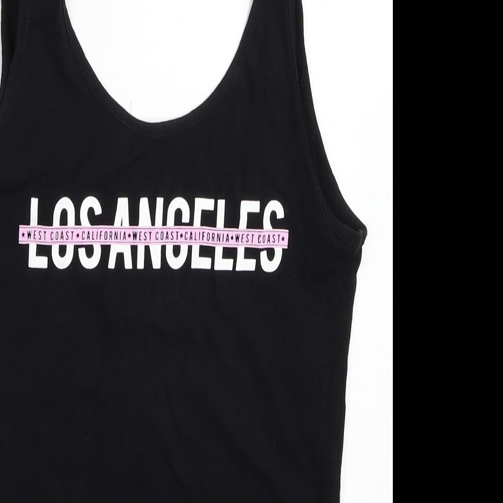 Atmosphere Womens Black Cotton Bodysuit One-Piece Size 10 Snap - Los Angeles