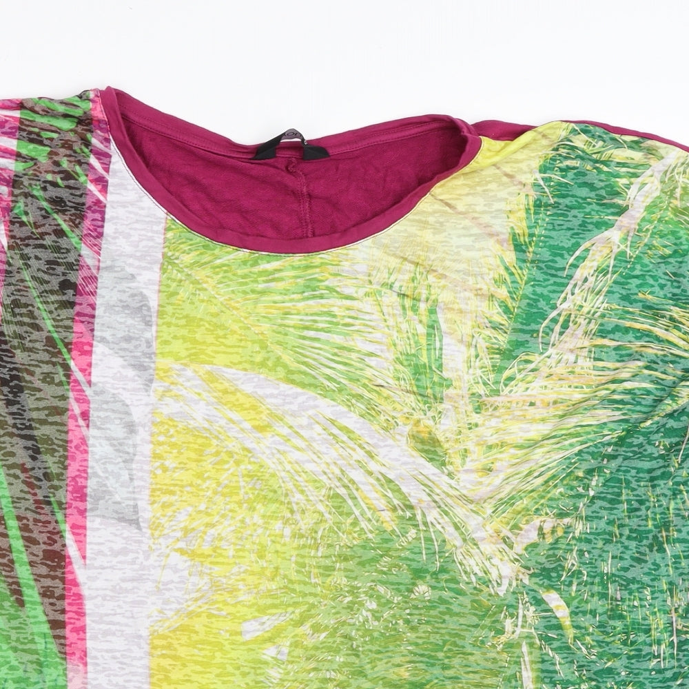Love Yours Womens Multicoloured Geometric Viscose Basic T-Shirt Size 26 Scoop Neck - Palms