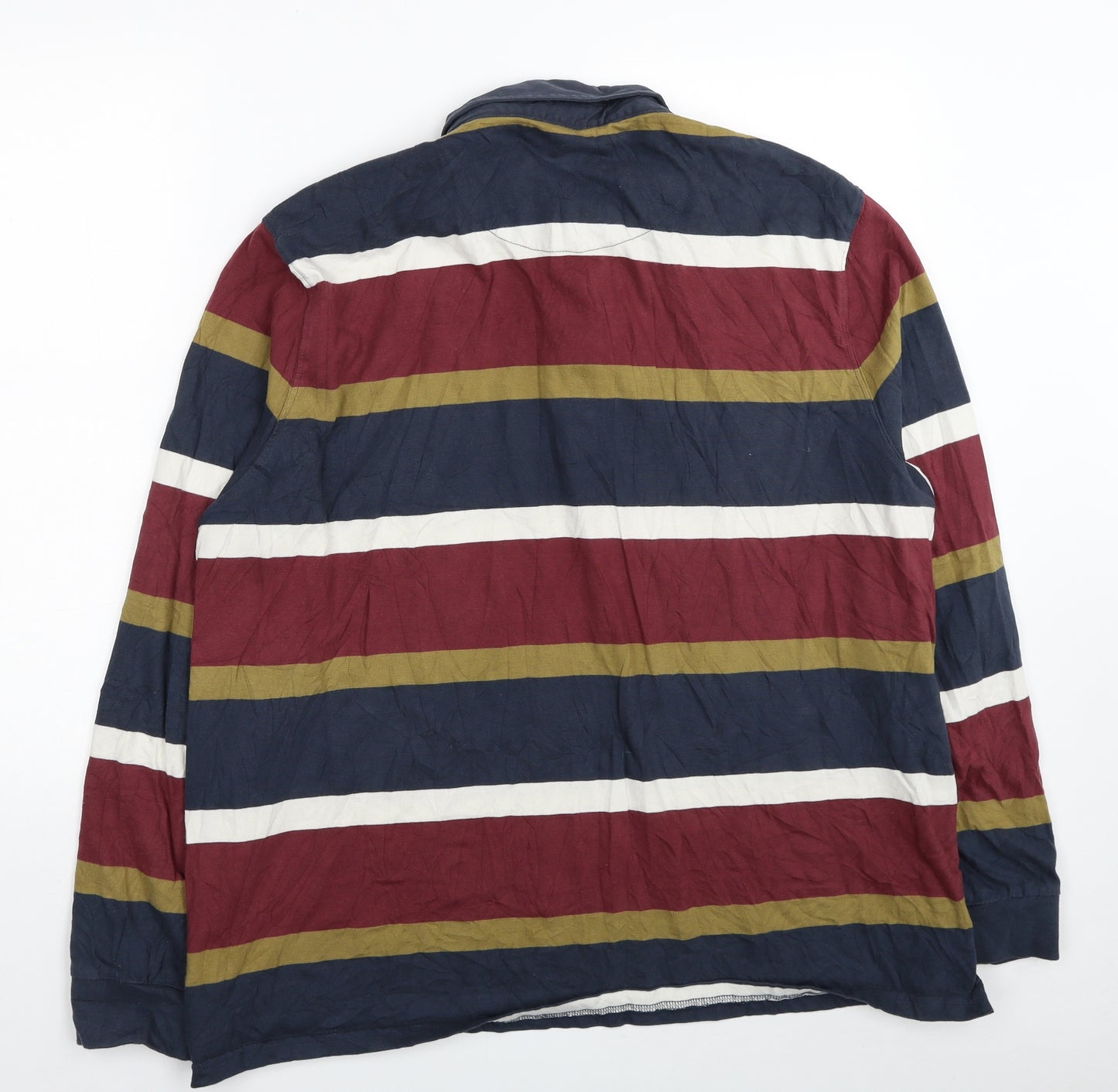 Lincoln Mens Multicoloured Striped Cotton Polo Size 3XL Collared Pullover