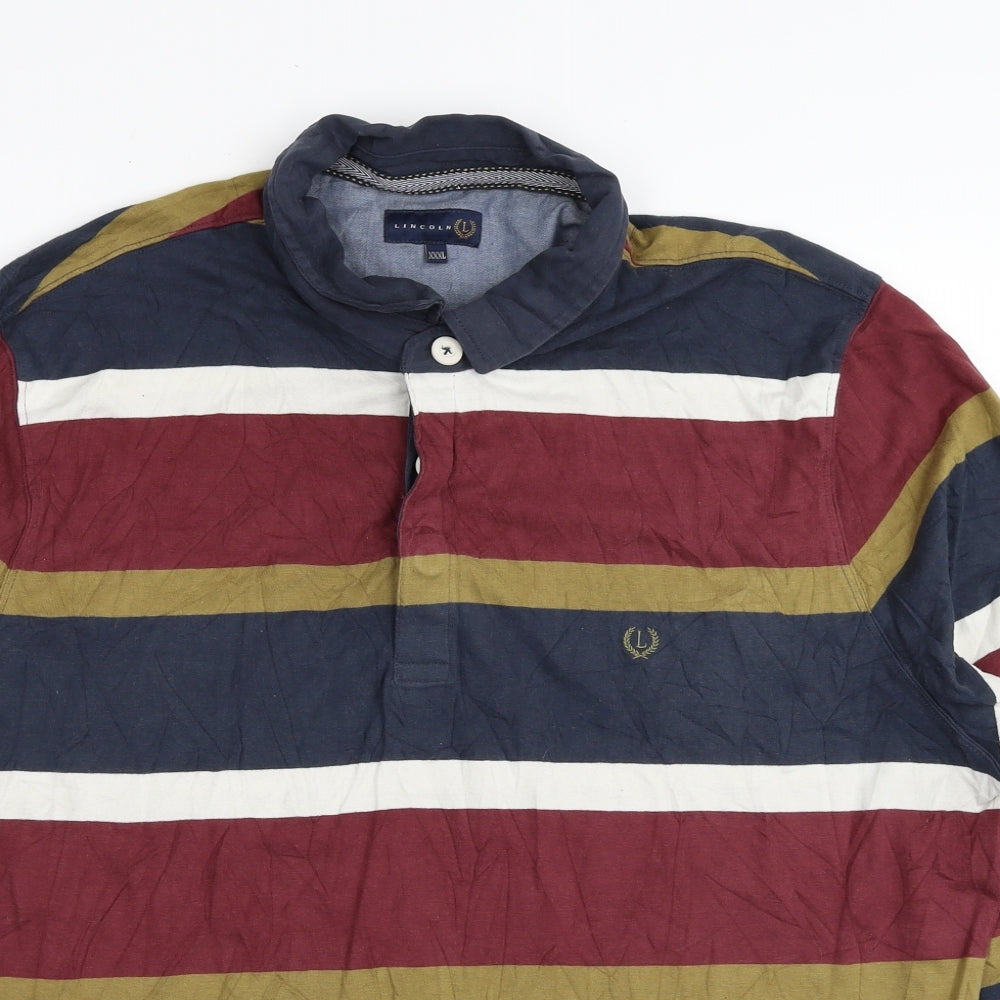 Lincoln Mens Multicoloured Striped Cotton Polo Size 3XL Collared Pullover