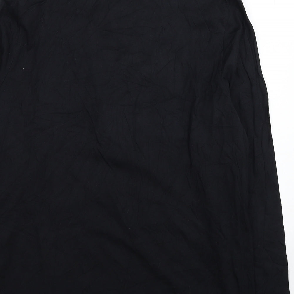 Collection L. Womens Black Cotton Jersey Polo Size 18 Mock Neck