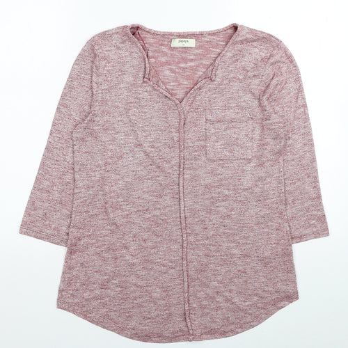 Papaya Womens Red V-Neck Viscose Pullover Jumper Size 12