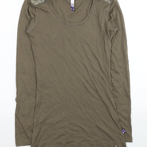 Debenhams Womens Brown Cotton Tunic T-Shirt Size 6 Scoop Neck - Shoulder Detail