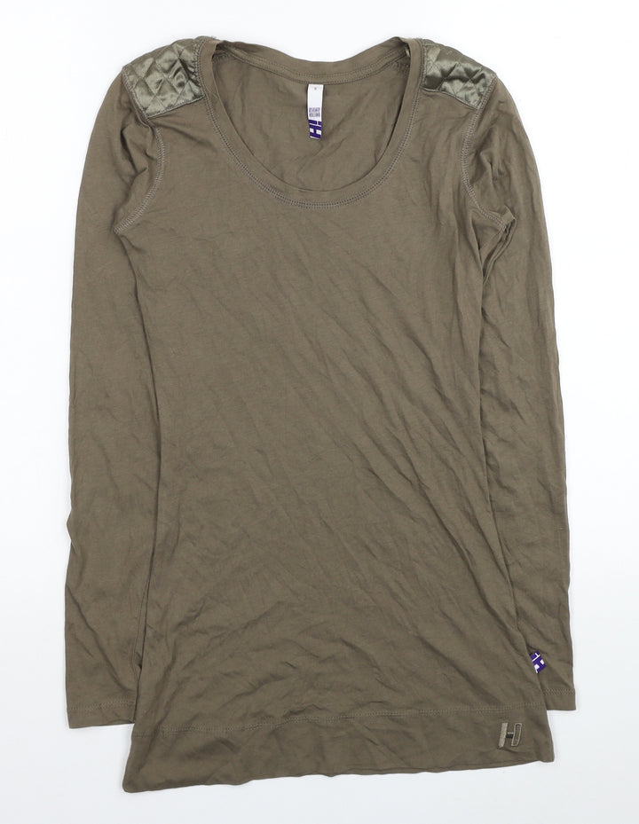 Debenhams Womens Brown Cotton Tunic T-Shirt Size 6 Scoop Neck - Shoulder Detail