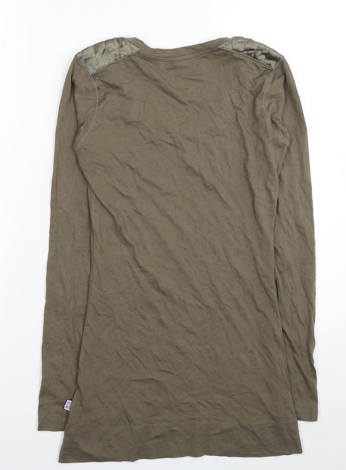 Debenhams Womens Brown Cotton Tunic T-Shirt Size 6 Scoop Neck - Shoulder Detail