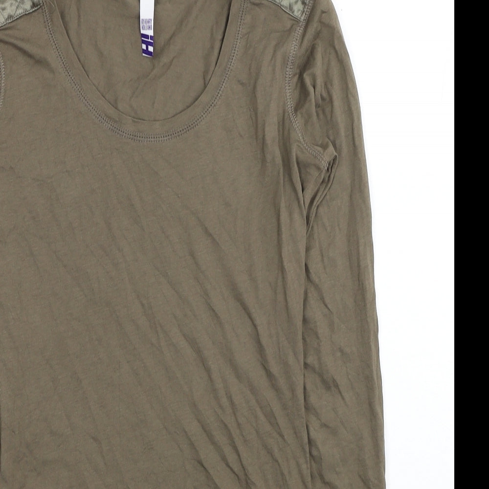 Debenhams Womens Brown Cotton Tunic T-Shirt Size 6 Scoop Neck - Shoulder Detail