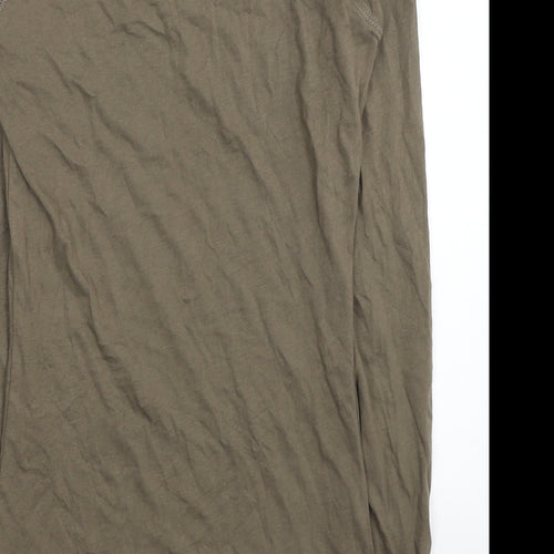 Debenhams Womens Brown Cotton Tunic T-Shirt Size 6 Scoop Neck - Shoulder Detail