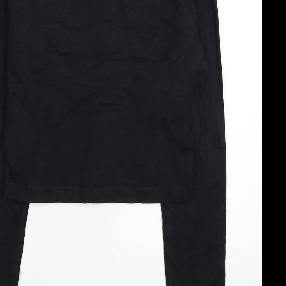 Atmosphere Womens Black Cotton Cropped T-Shirt Size 8 Scoop Neck