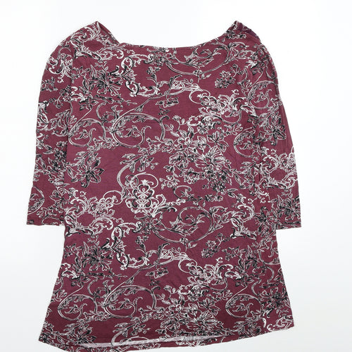 NEXT Womens Red Floral Polyester Tunic T-Shirt Size 10 Boat Neck - Lace Detail