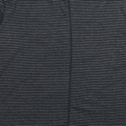 Marks and Spencer Womens Grey Striped Cotton Basic T-Shirt Size 12 Scoop Neck