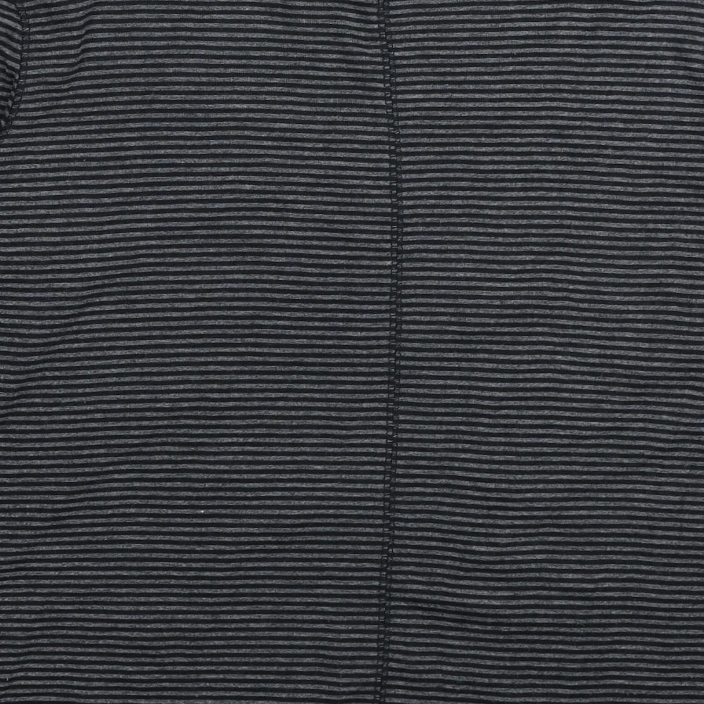 Marks and Spencer Womens Grey Striped Cotton Basic T-Shirt Size 12 Scoop Neck