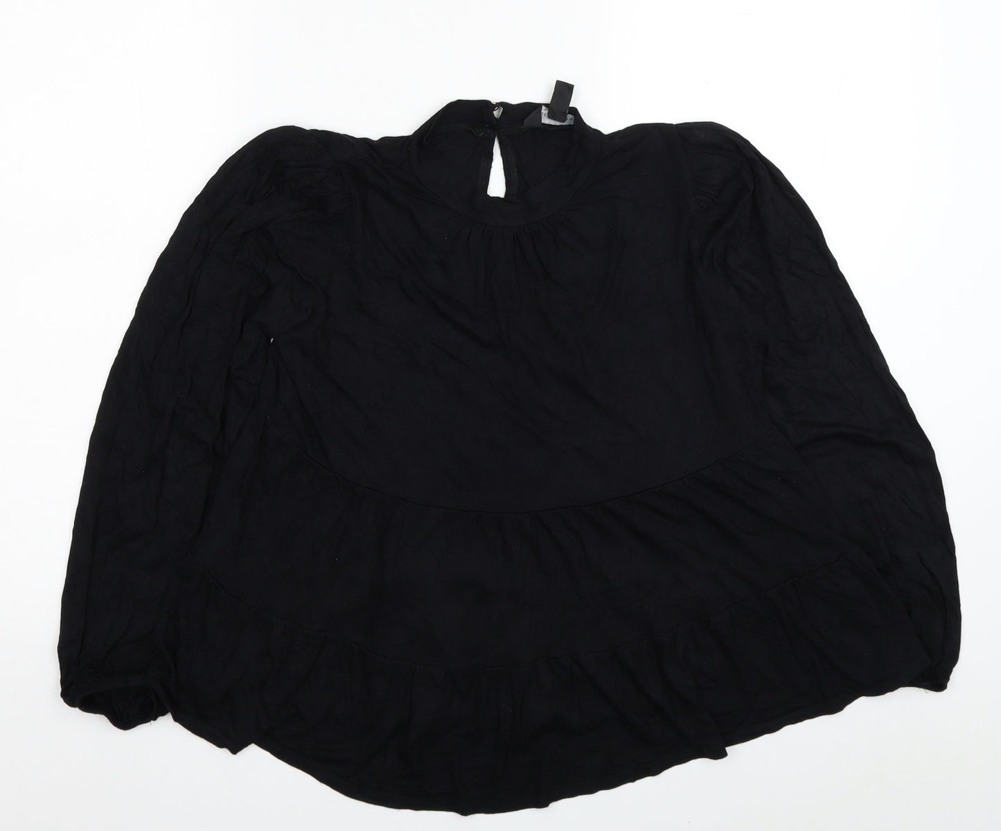 New Look Womens Black Viscose Basic Blouse Size 10 Round Neck