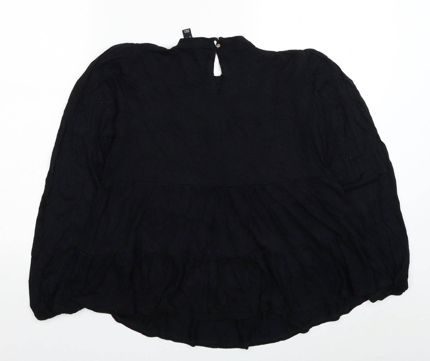 New Look Womens Black Viscose Basic Blouse Size 10 Round Neck