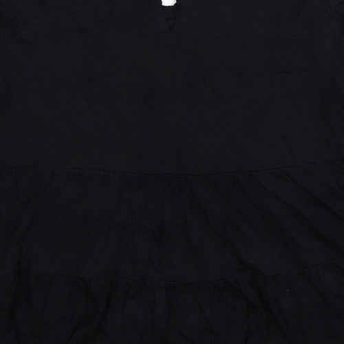 New Look Womens Black Viscose Basic Blouse Size 10 Round Neck