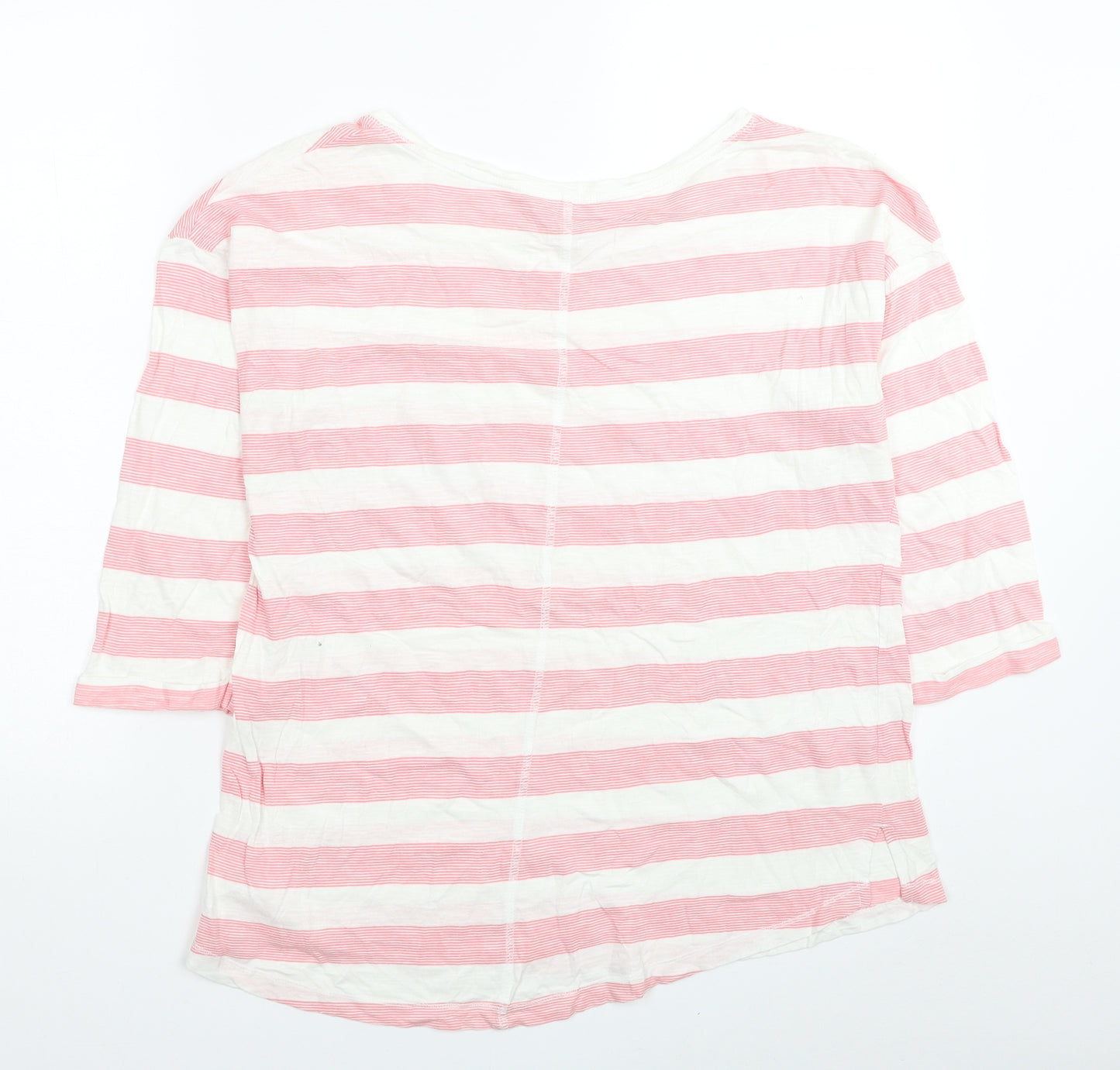 F&F Womens White Striped Cotton Basic T-Shirt Size 14 Boat Neck