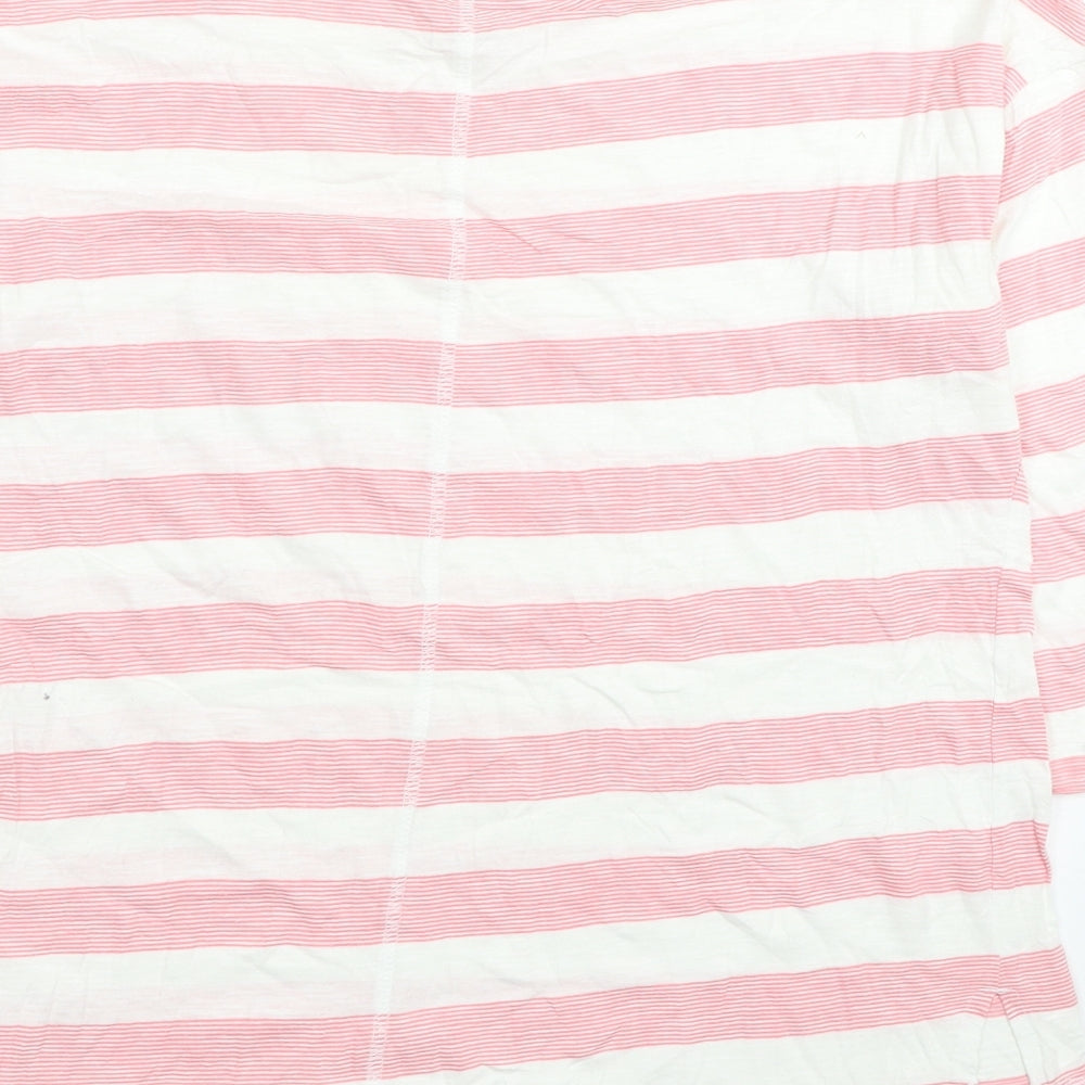 F&F Womens White Striped Cotton Basic T-Shirt Size 14 Boat Neck