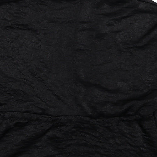 Boohoo Womens Black Polyester Basic Button-Up Size 14 Collared