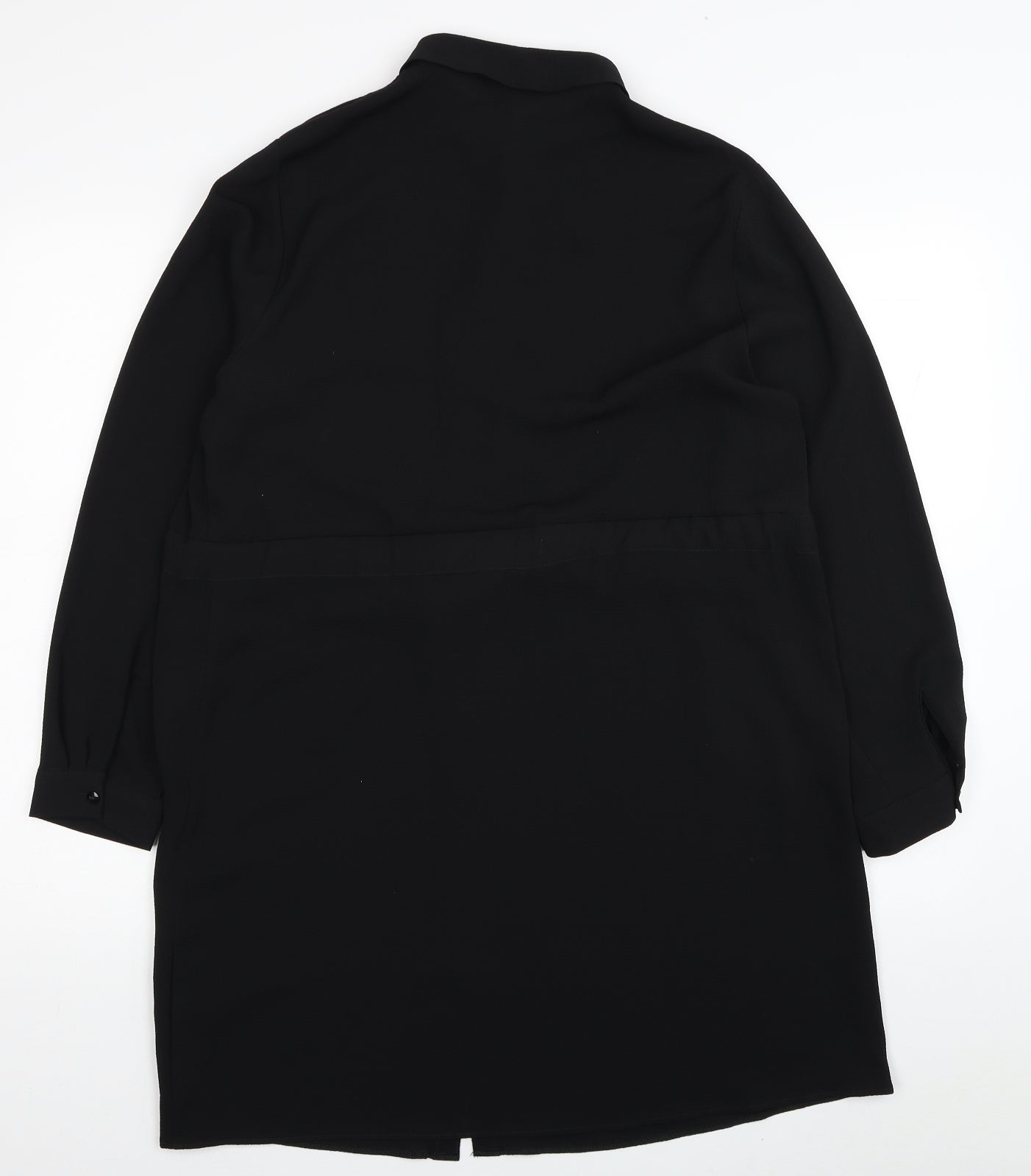 Papaya Womens Black Polyester Shirt Dress Size 14 Collared Button