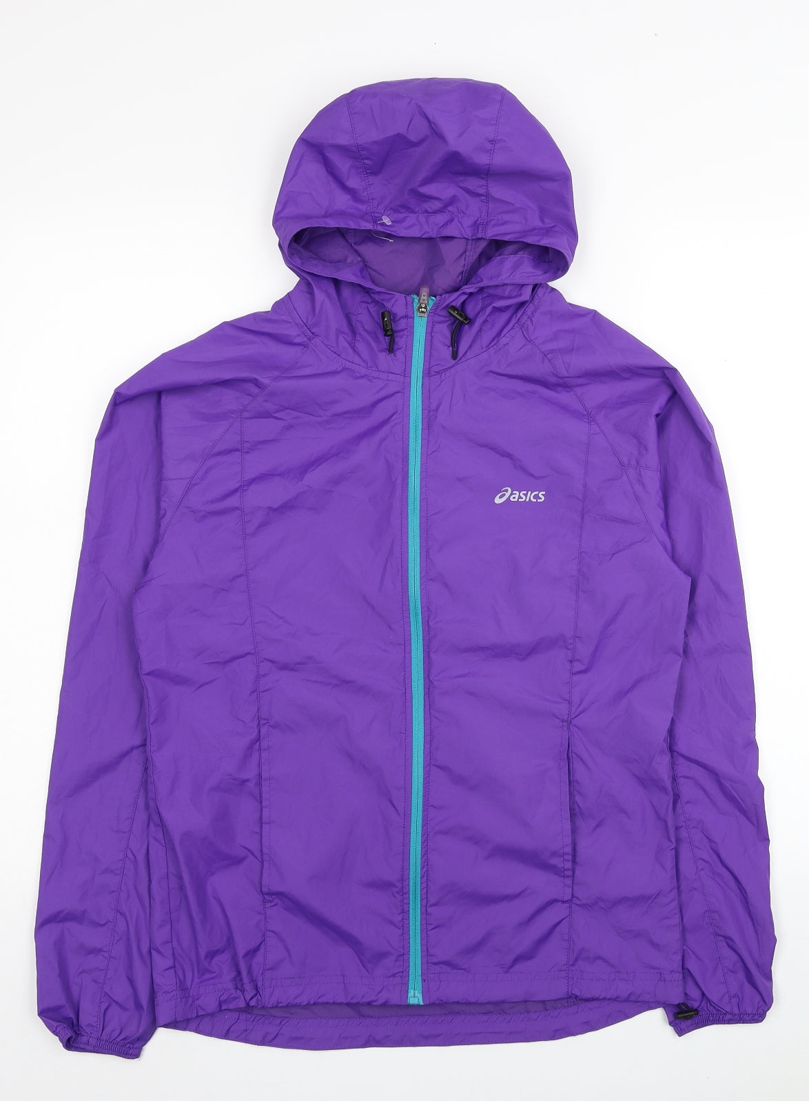 ASICS Womens Purple Rain Coat Coat Size S Zip