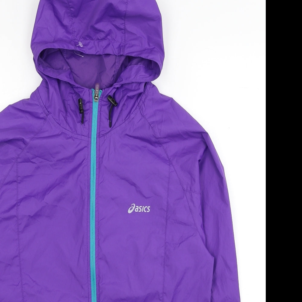 ASICS Womens Purple Rain Coat Coat Size S Zip