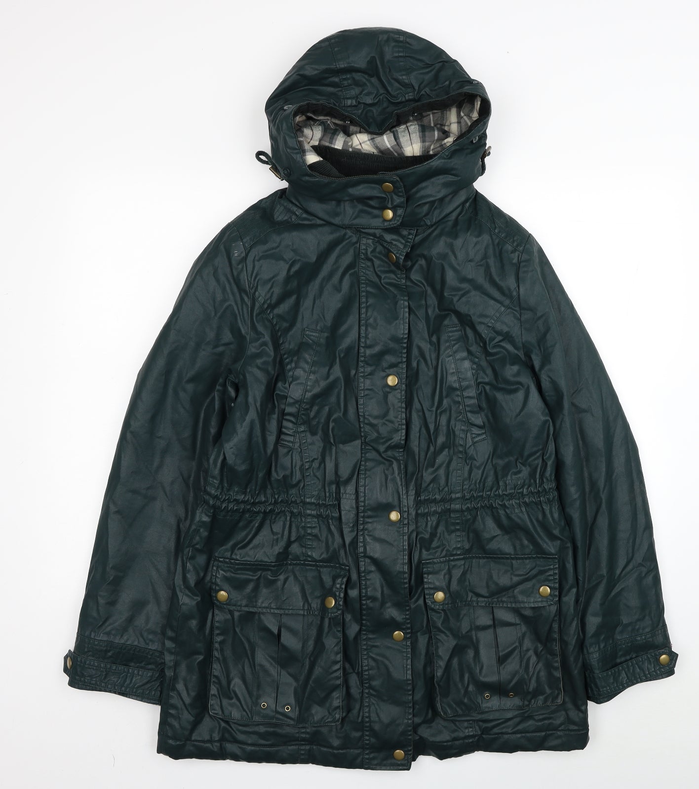 Indigo Womens Green Rain Coat Coat Size 12 Zip