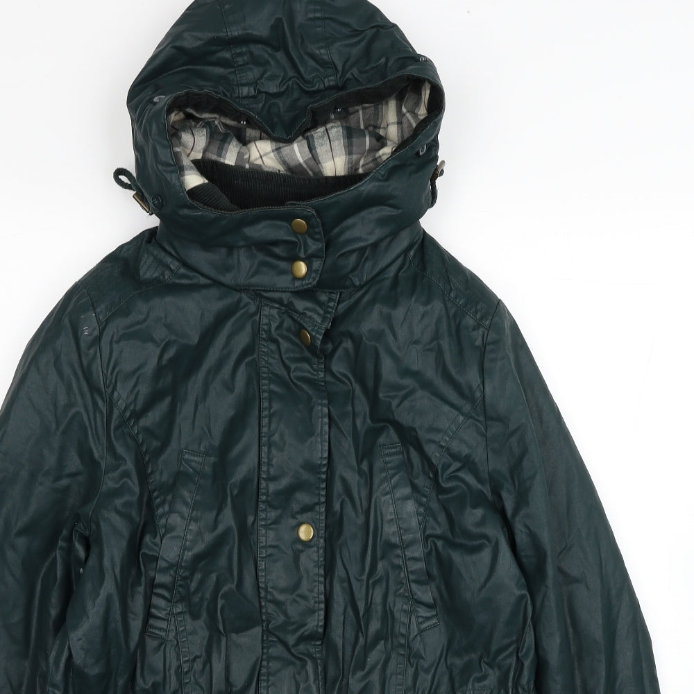 Indigo Womens Green Rain Coat Coat Size 12 Zip