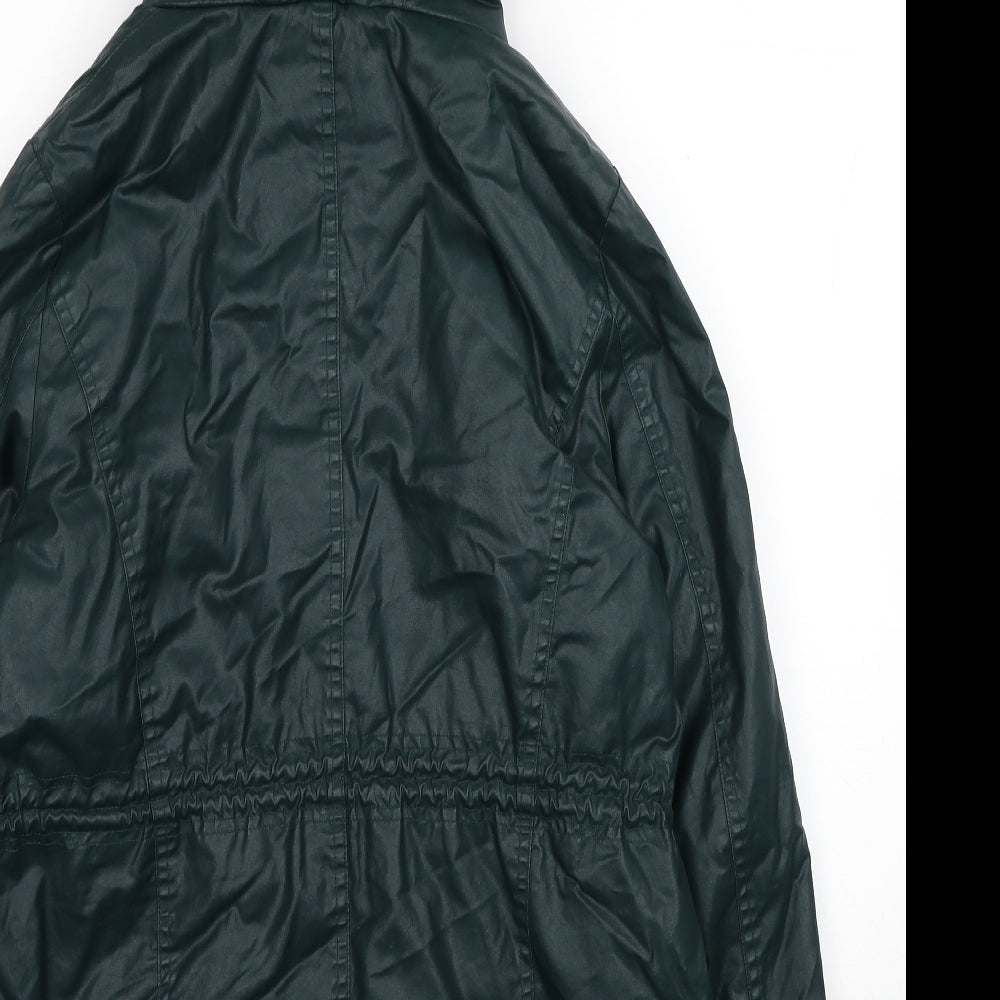 Indigo Womens Green Rain Coat Coat Size 12 Zip