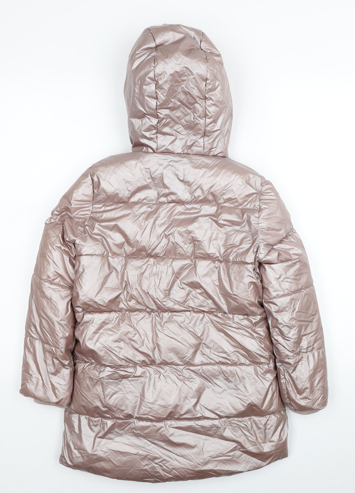 Nutmeg Girls Pink Puffer Jacket Coat Size 7-8 Years Zip - Metallic