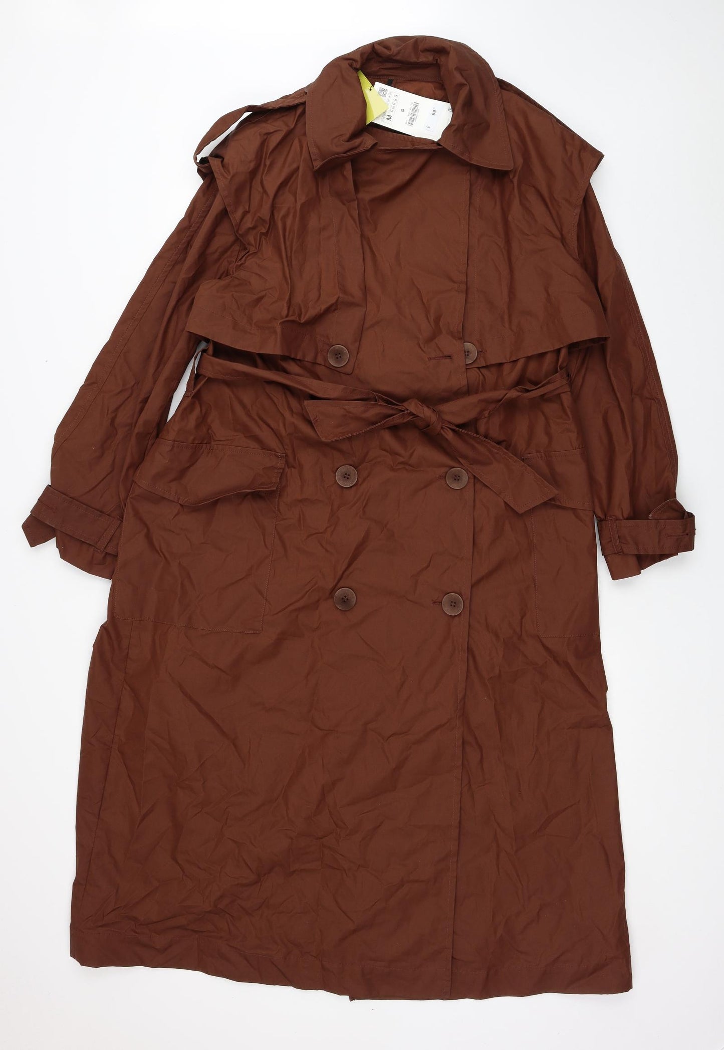 Zara Womens Brown Trench Coat Coat Size M Button