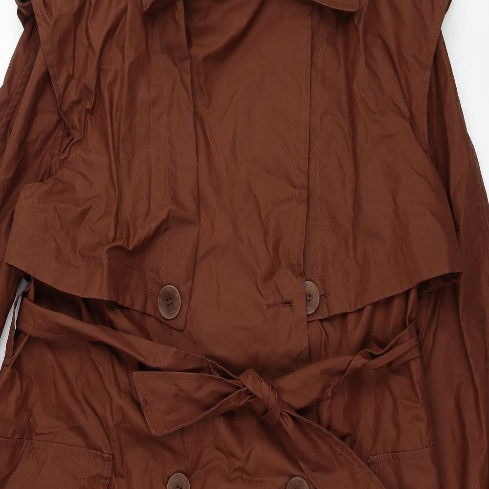 Zara Womens Brown Trench Coat Coat Size M Button
