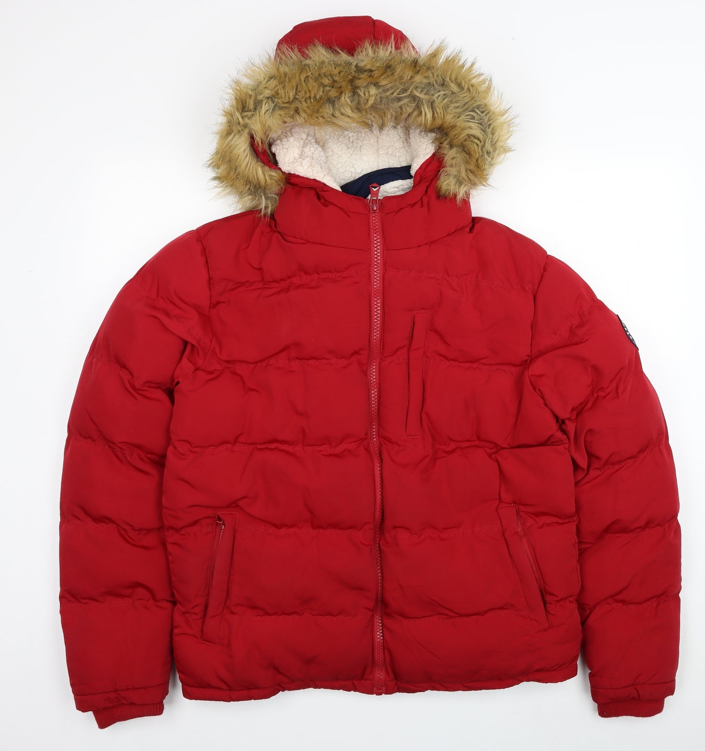 SoulCal&Co Womens Red Puffer Jacket Coat Size M Zip