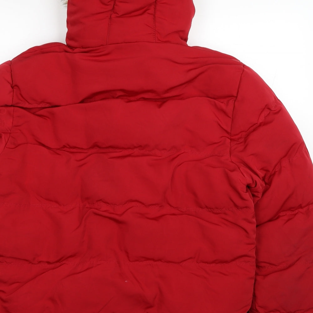 SoulCal&Co Womens Red Puffer Jacket Coat Size M Zip