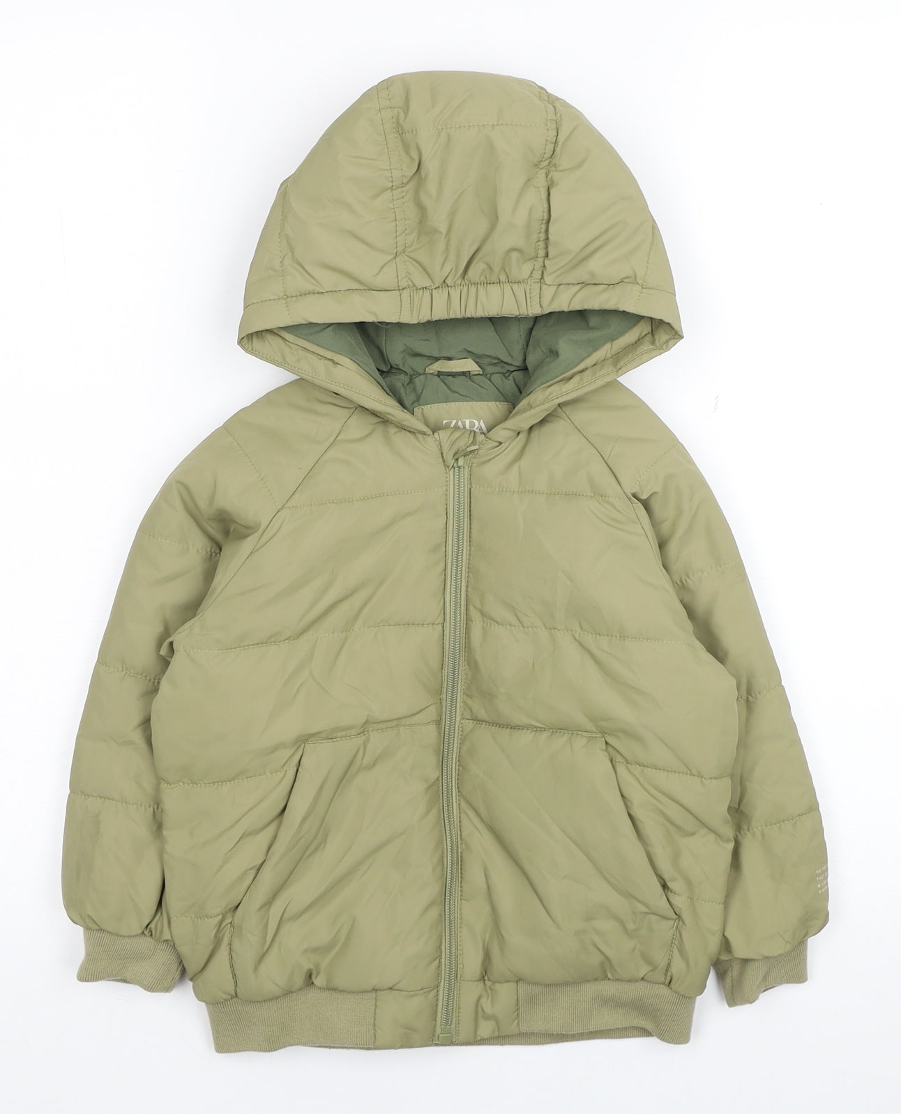 Zara Boys Beige Puffer Jacket Coat Size 3-4 Years Zip